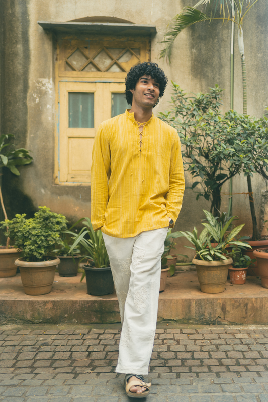 Mustard Tie-Up Short Kurta