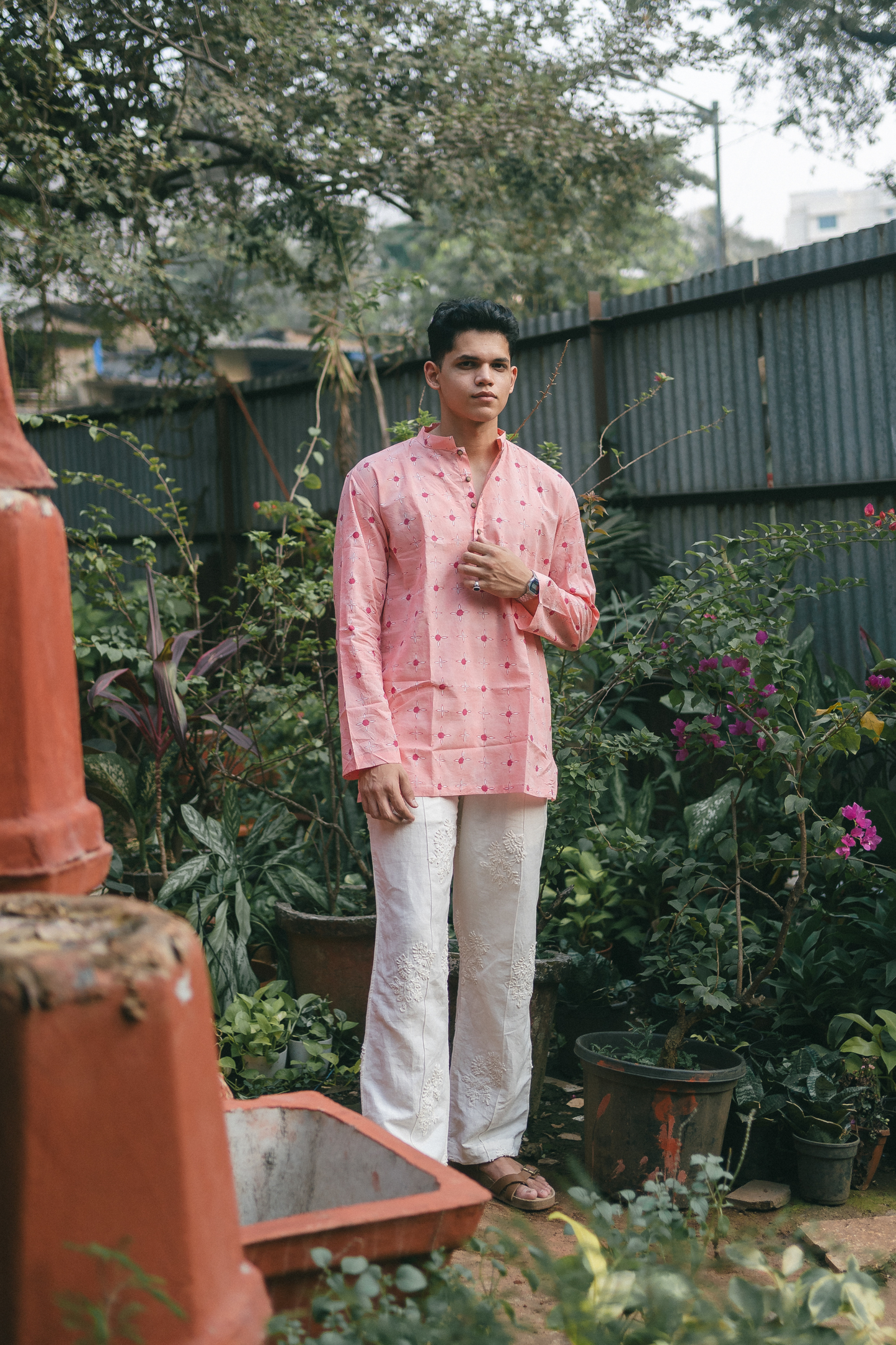 Pink Gulab Short Kurta