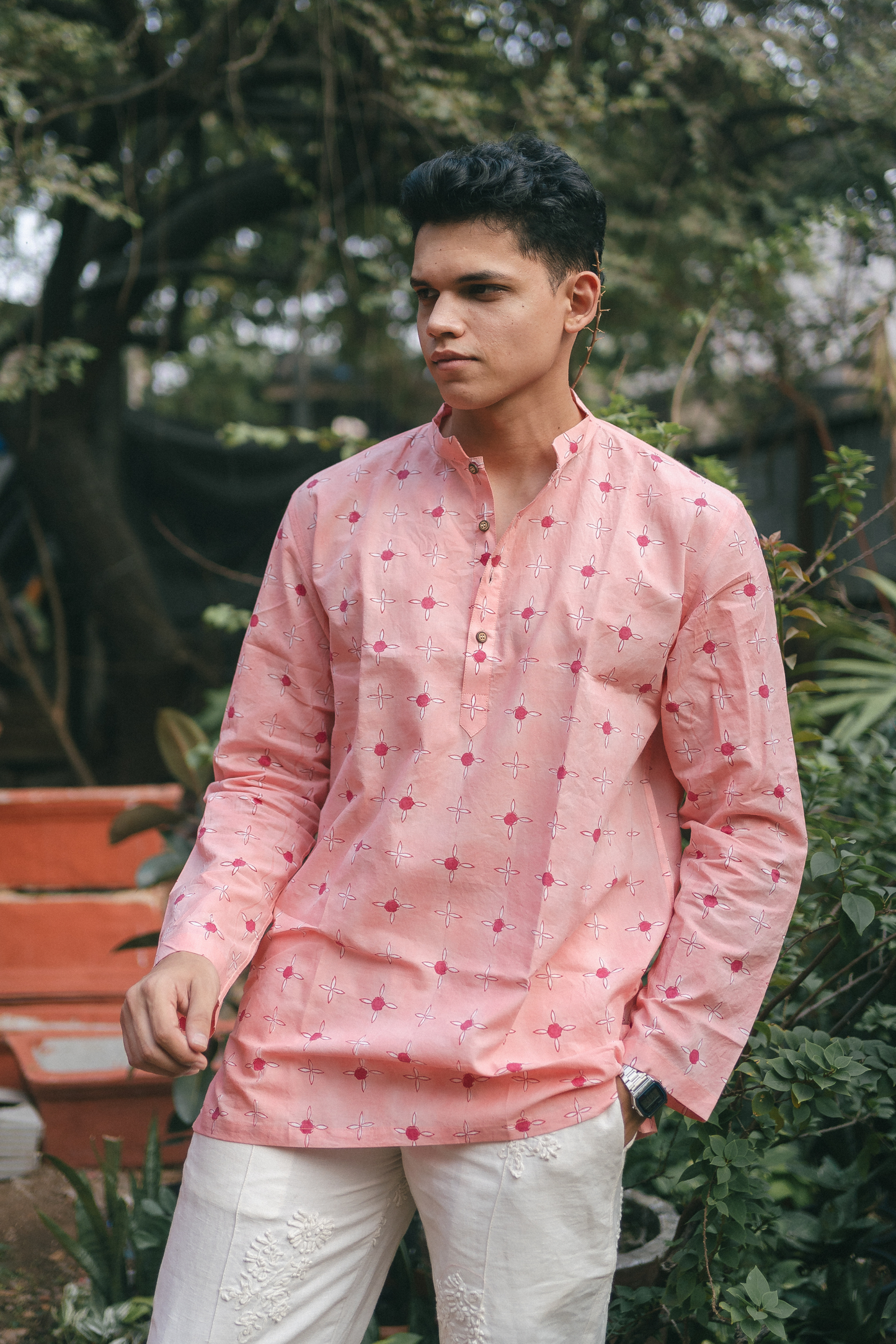 Pink Gulab Short Kurta
