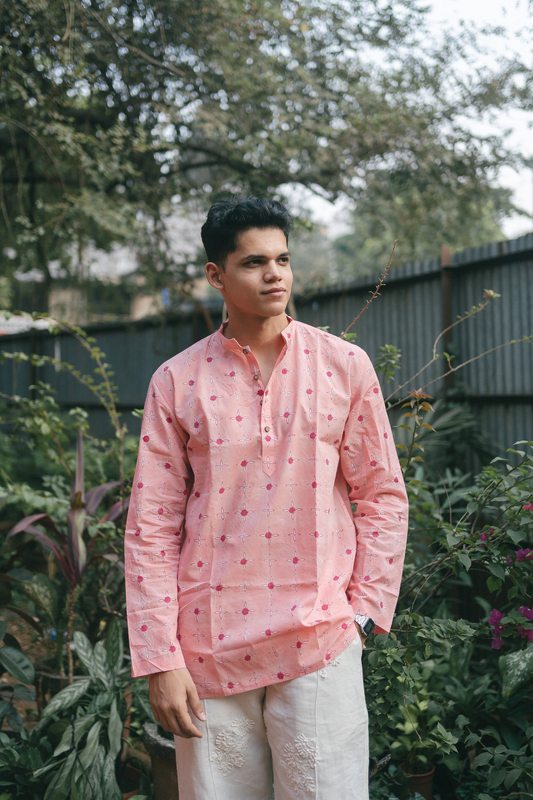 Pink Gulab Short Kurta