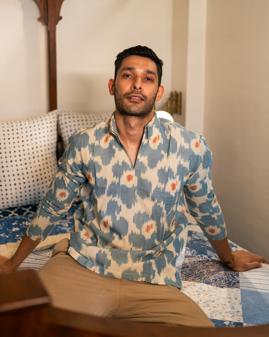 Blue Ikat Kurta